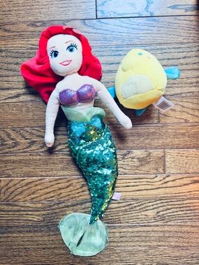 Disney Ariel Plush Mermaid Doll and Flounder